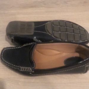 Patten leather loafers